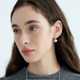Brushed Double Sphere Drop Earrings