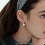 Brushed Double Sphere Drop Earrings