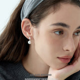 Brushed Double Sphere Drop Earrings