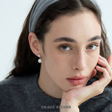 Brushed Double Sphere Drop Earrings