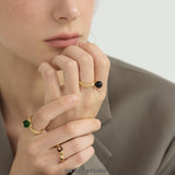 Minimalist Oval Gemstone Adjustable Gold Ring