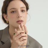 Minimalist Oval Gemstone Adjustable Gold Ring