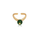 Minimalist Oval Gemstone Adjustable Gold Ring