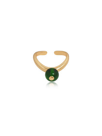 Minimalist Oval Gemstone Adjustable Gold Ring - Grace Studio