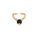 Minimalist Oval Gemstone Adjustable Gold Ring