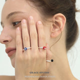 Vibrant Spherical Gemstone Adjustable Silver Ring