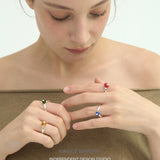 Vibrant Spherical Gemstone Adjustable Silver Ring