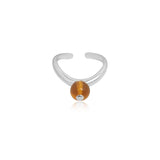 Vibrant Spherical Gemstone Adjustable Silver Ring