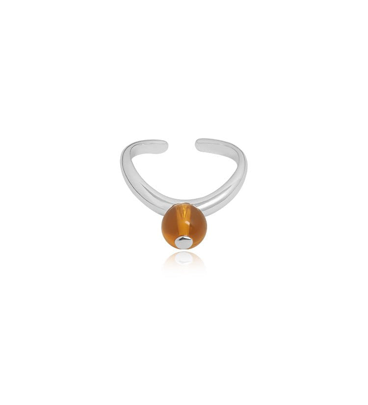 Vibrant Spherical Gemstone Adjustable Silver Ring