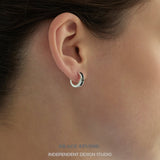 Black Inlay Structured Hoop Earrings