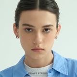 Black Inlay Structured Hoop Earrings