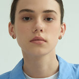 Black Inlay Structured Hoop Earrings