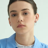 Black Inlay Structured Hoop Earrings