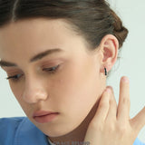 Black Inlay Structured Hoop Earrings
