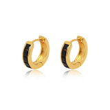 Black Inlay Structured Hoop Earrings