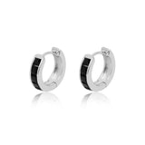 Black Inlay Structured Hoop Earrings