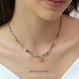 Bohemian Multi-Bead Elephant Pendant Necklace