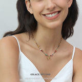 Bohemian Multi-Bead Elephant Pendant Necklace