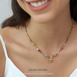 Bohemian Multi-Bead Elephant Pendant Necklace