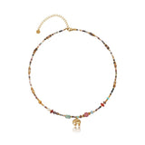 Bohemian Multi-Bead Elephant Pendant Necklace