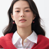 Minimalist Cinnabar Sphere Drop Earrings