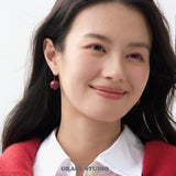 Minimalist Cinnabar Sphere Drop Earrings