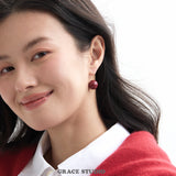 Minimalist Cinnabar Sphere Drop Earrings