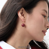 Minimalist Cinnabar Sphere Drop Earrings