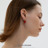 Raspberry Resin Drop Earrings
