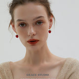 Raspberry Resin Drop Earrings