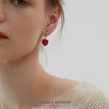Raspberry Resin Drop Earrings