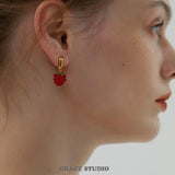 Raspberry Resin Drop Earrings