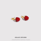 Raspberry Resin Drop Earrings