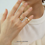Geometric Duo Gold-Plated Ring Set