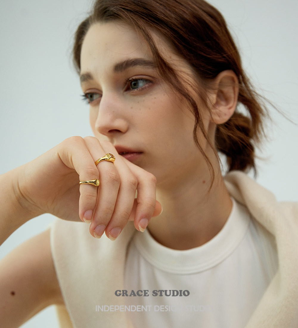 Geometric Duo Gold-Plated Ring Set