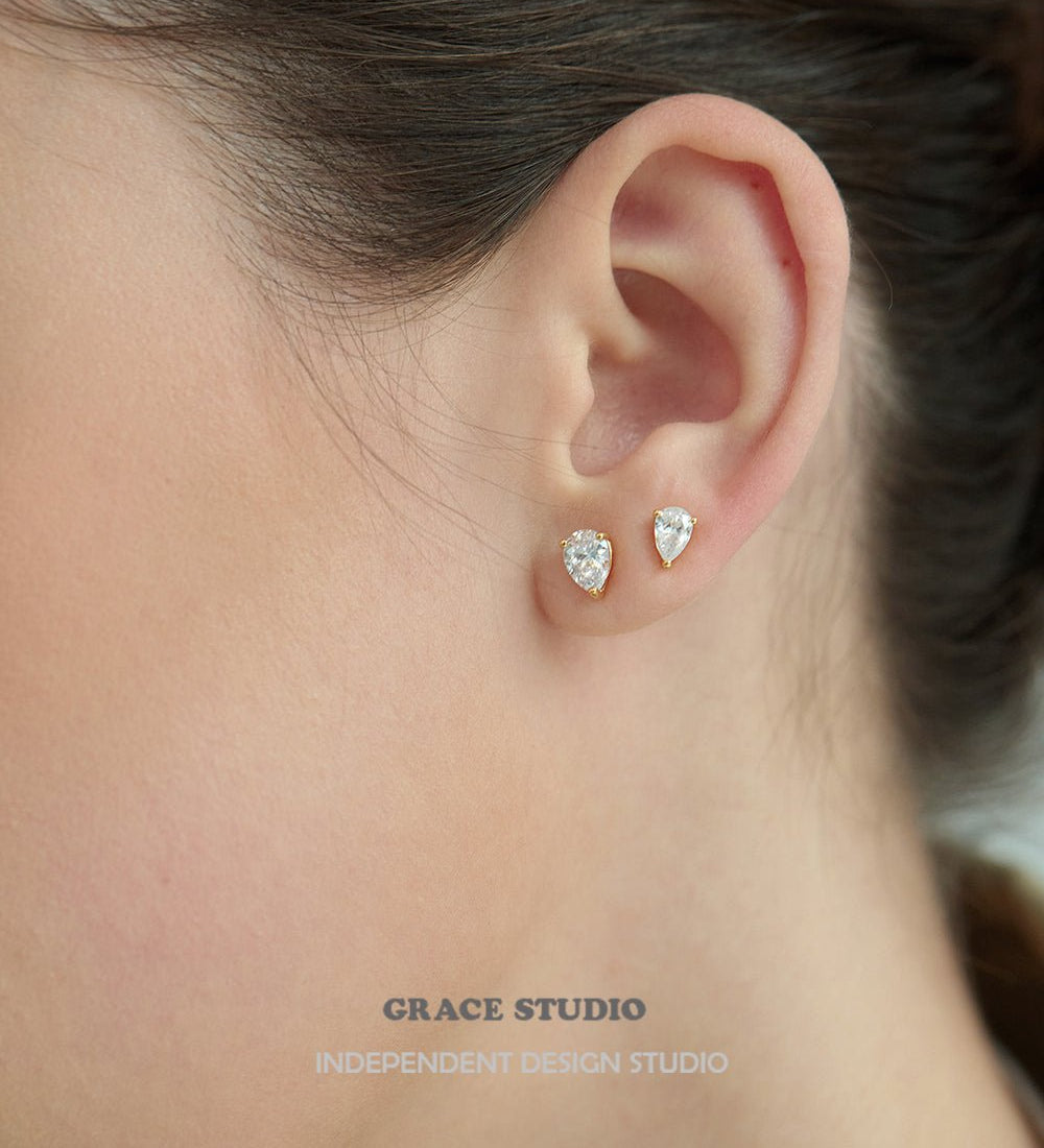 Teardrop Cut Stud Earrings