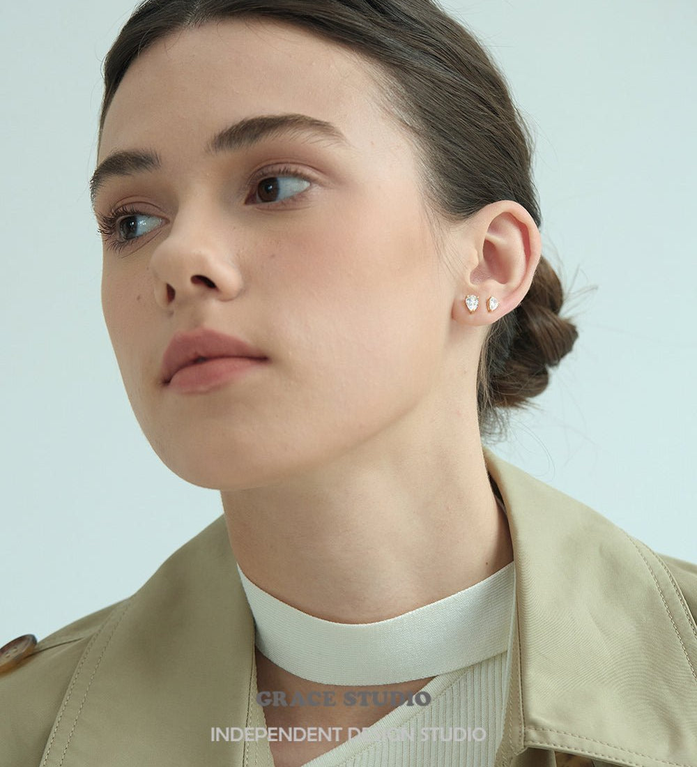 Teardrop Cut Stud Earrings