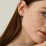 Mini Baguette Charm Hoop Earrings