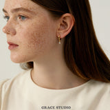 Mini Baguette Charm Hoop Earrings