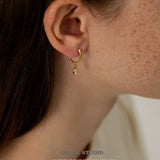 Mini Baguette Charm Hoop Earrings