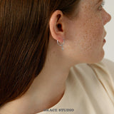 Mini Baguette Charm Hoop Earrings