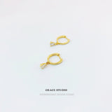 Mini Baguette Charm Hoop Earrings