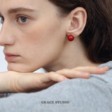 Crimson Orb Stud Earrings