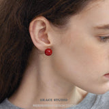 Crimson Orb Stud Earrings