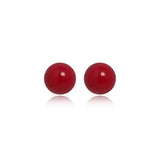 Crimson Orb Stud Earrings