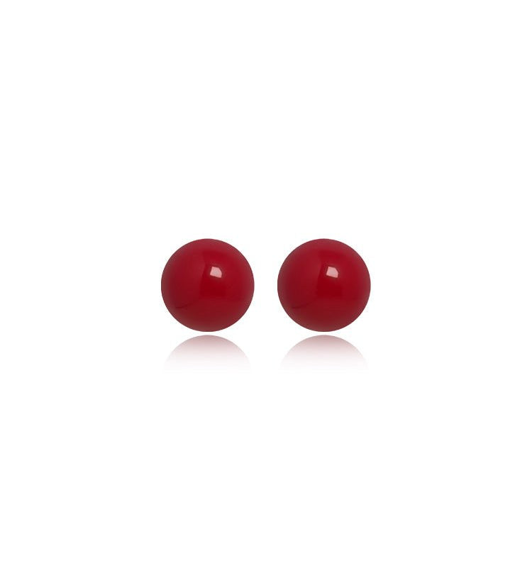 Crimson Orb Stud Earrings