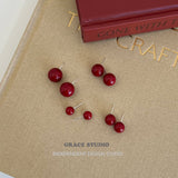 Crimson Orb Stud Earrings
