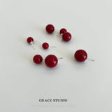 Crimson Orb Stud Earrings