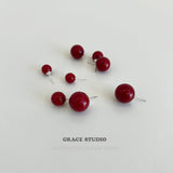 Crimson Orb Stud Earrings