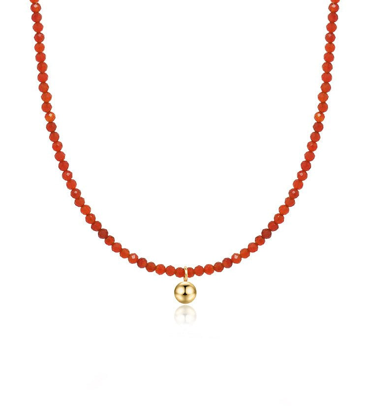 Red Crystal Beaded & Gold Chain Layering Necklaces